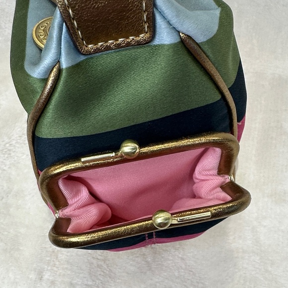 Coach Legacy Stripe Kiss Lock Pocket Zipper Hobo Handbag (RARE) (Mini Size) - Picture 14 of 15